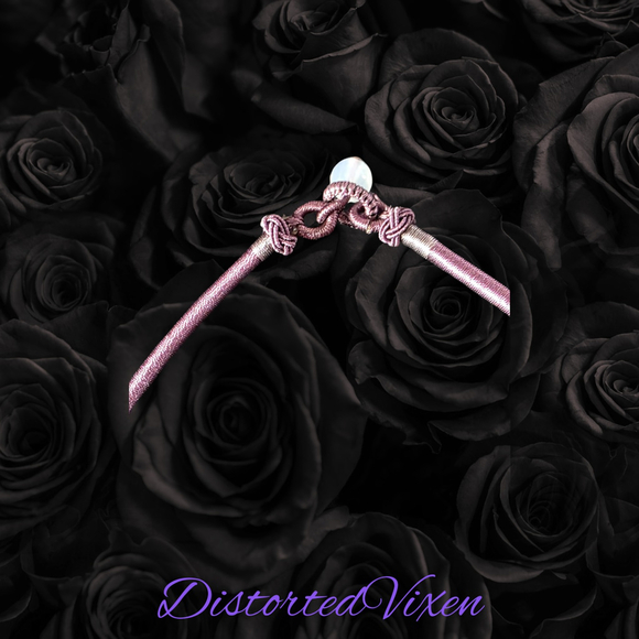 Citrine & Selenite Harmony Necklace | Mauve Cord | Cleansing + Confidence Energy - Picture 4 of 7